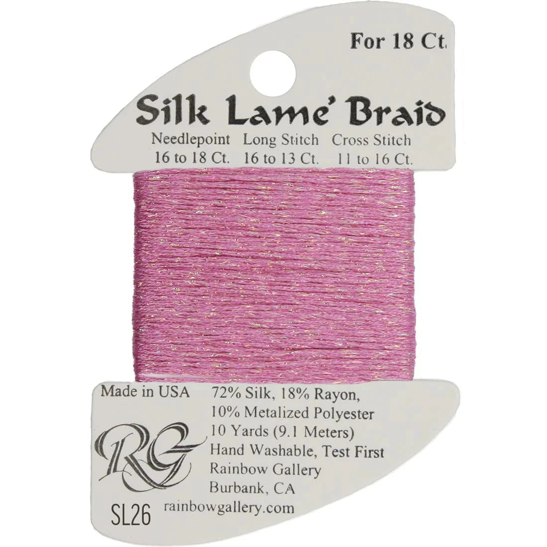 Silk Lame Braid 18 - SL26-RASPBERRY