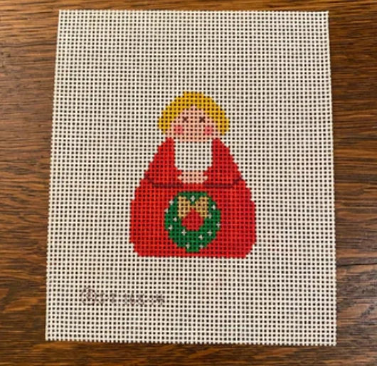 Red Angel with Green Wreath and Gold Bow