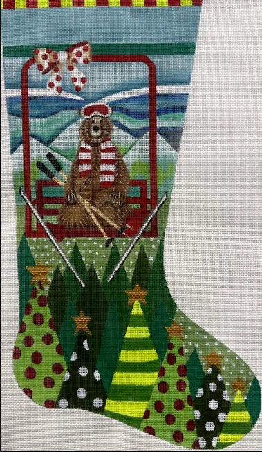 Bear Skiing Stocking