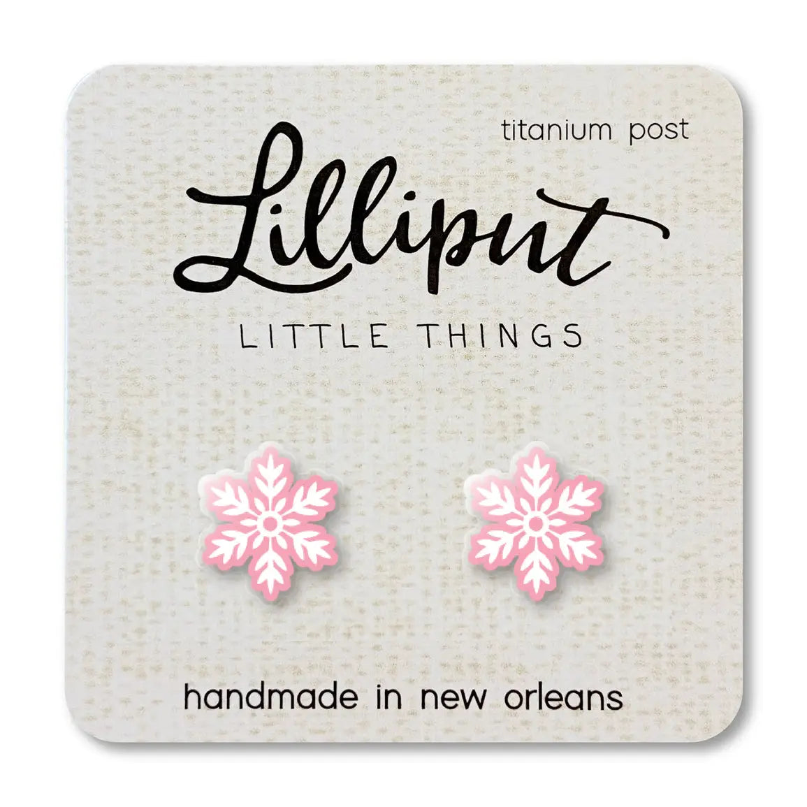 Pink Christmas Snowflake Earrings