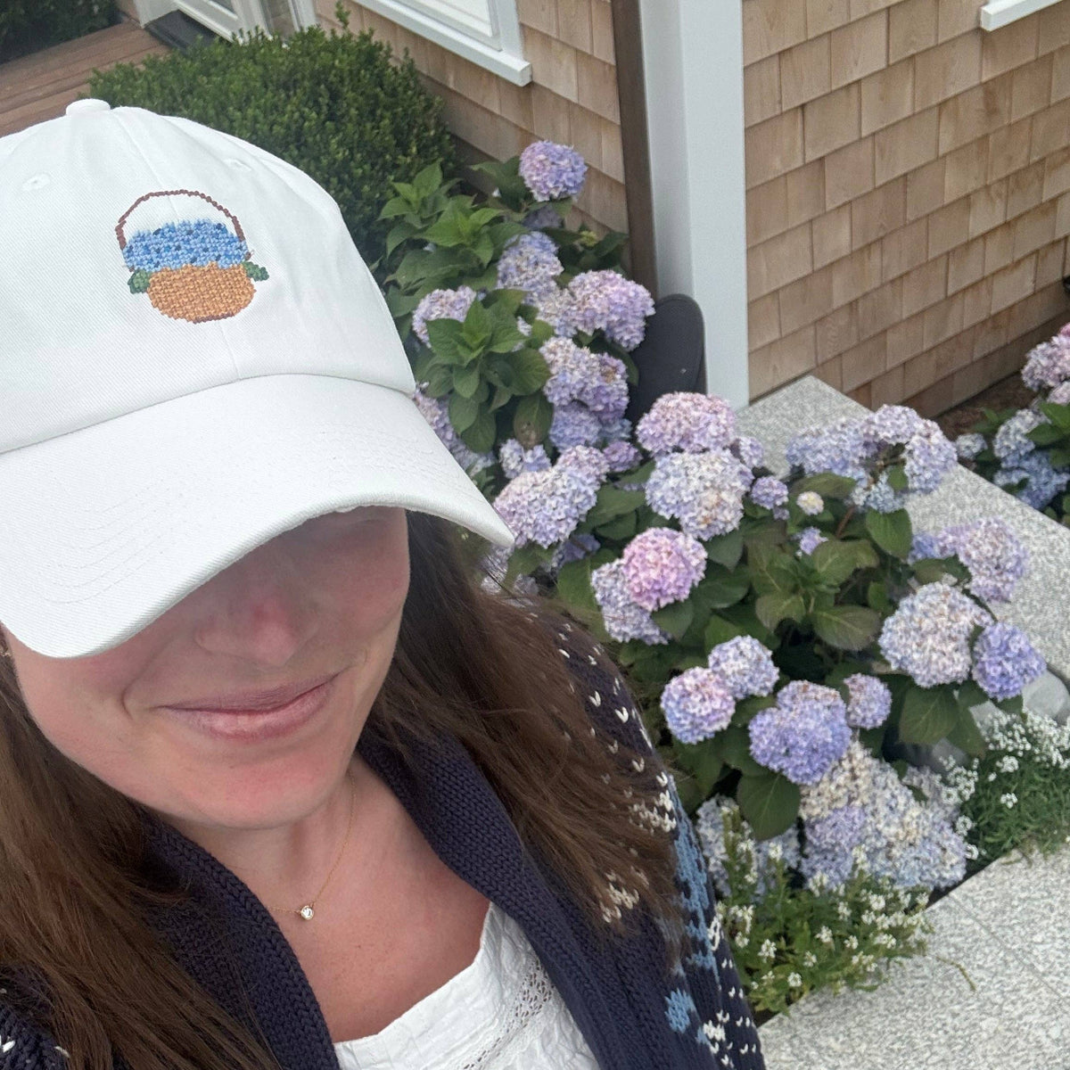 Needlepoint Hat- Hydrangea Basket