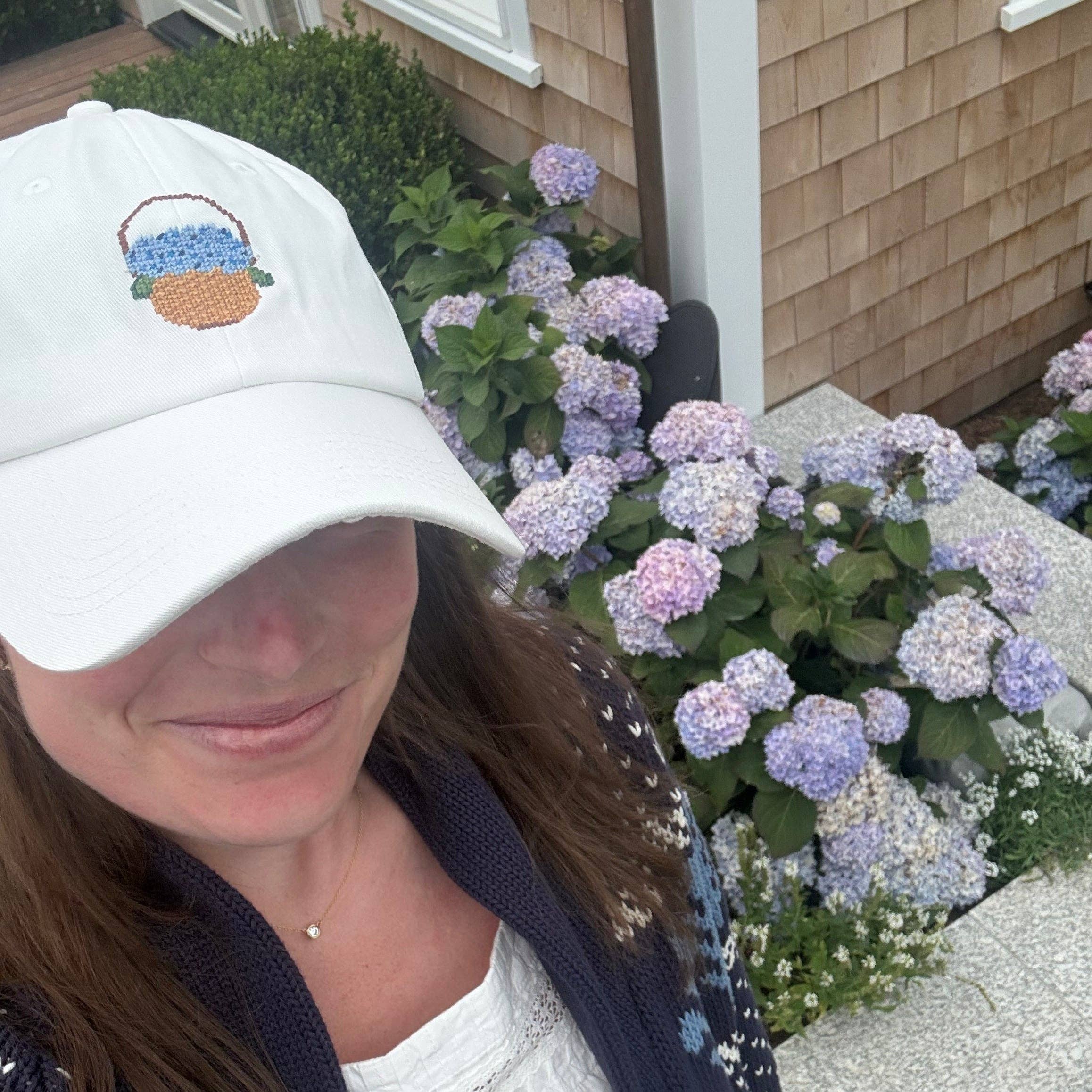 Needlepoint Hat- Hydrangea Basket