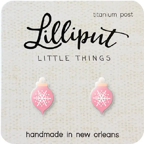 Pink Christmas Ornament Earrings