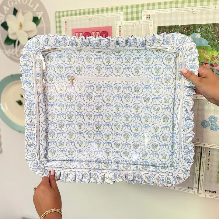 Blue Scallop Floral Bag