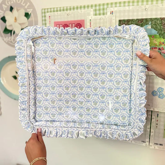 Blue Scallop Floral Bag
