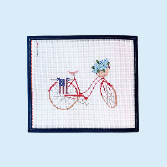 American Flag Bike With Hydrangea Basket