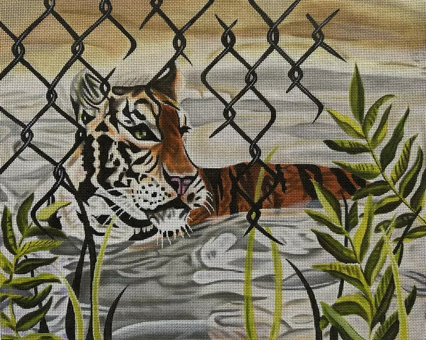 ME181 Captive Tiger 15" x 12" 18 Mesh Madeleine Elizabeth