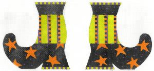 Witch Boots Black Stripes