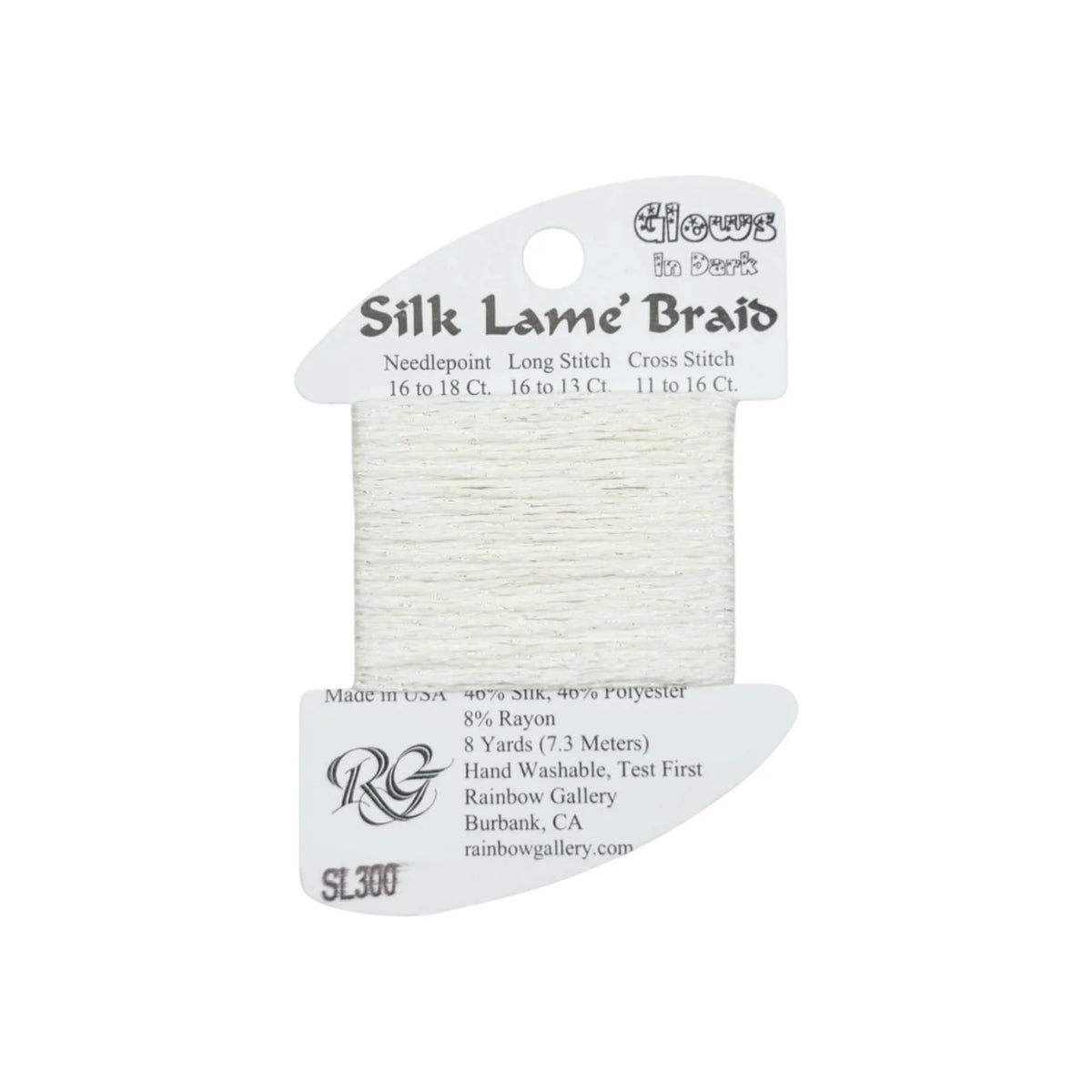Silk Lame Braid 18 - SL300-GLOW WHITE
